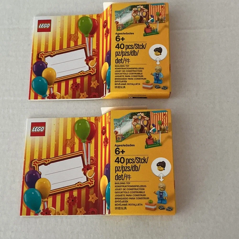 2 Lego Iconic Greeting Card Set Minifigure (Boy or Girl) Build a Carnival Game